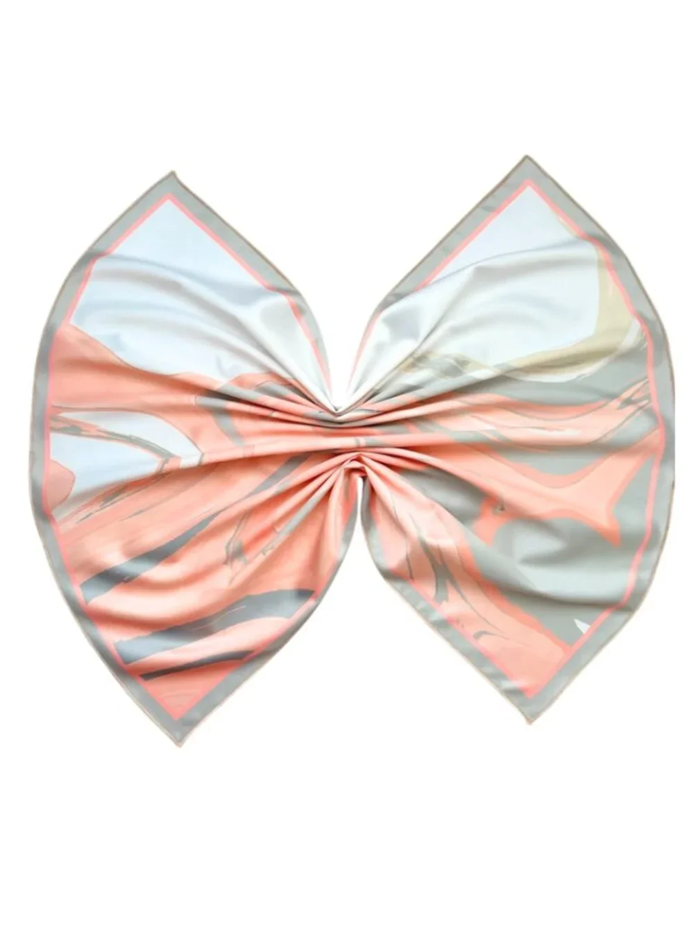 Salmon & Gray Marble Swirl Square Scarf 48x48cm | Custom Design Bandana NWOT